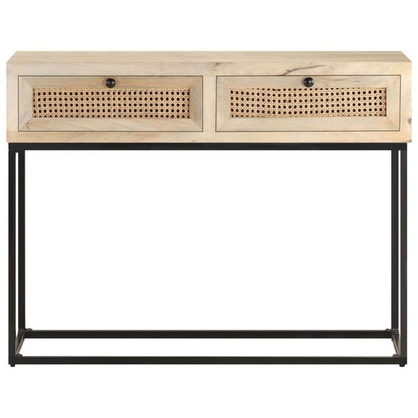 Syfax™ Tavolo Consolle 100X35X76 Cm Massello Di Mango E Canna Naturale-image