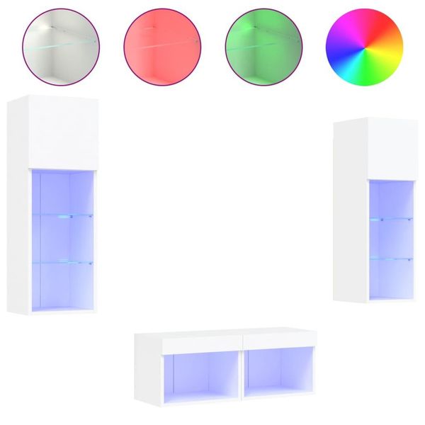 Syfax™ Mobili Tv A Muro 4Pz Con Luci Led Bianchi-image