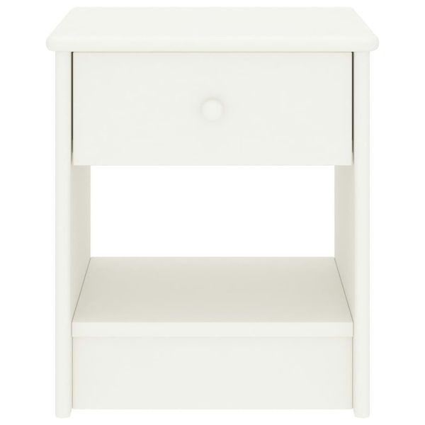 Syfax™ Comodino Bianco 35X30X40 Cm In Legno Massello Di Pino-image