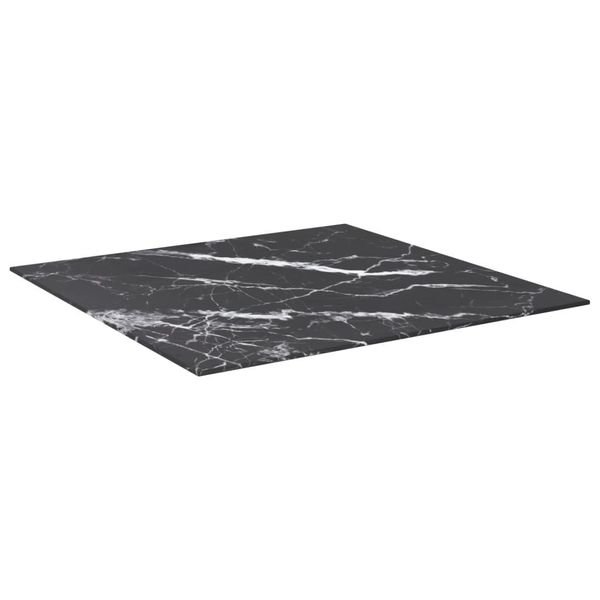 Syfax™ Piano Tavolo Nero 70X70 Cm 6 Mm Vetro Temperato Design Marmo-image