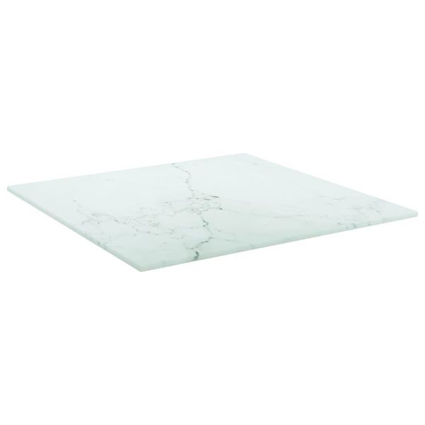 Syfax™ Piano Tavolo Bianco 40X40 Cm 6 Mm Vetro Temperato Design Marmo-image