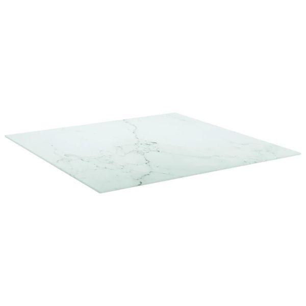 Syfax™ Piano Tavolo Bianco 80X80 Cm 6 Mm Vetro Temperato Design Marmo-image