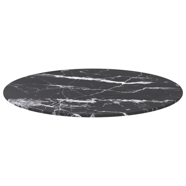 Syfax™ Piano Per Tavolo Nero Ø60X0,8 Cm Vetro Temperato Design Marmo-image