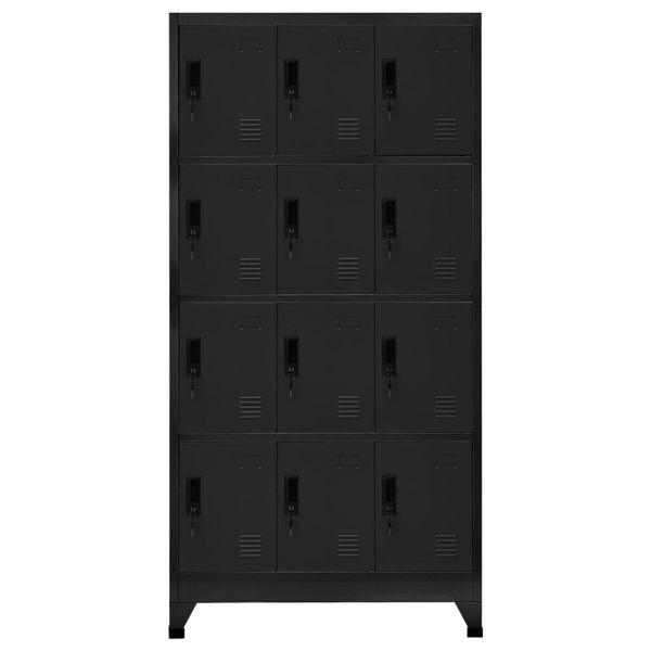 Syfax™ Armadietto Con Serratura Nero 90X45X180 Cm In Acciaio-image