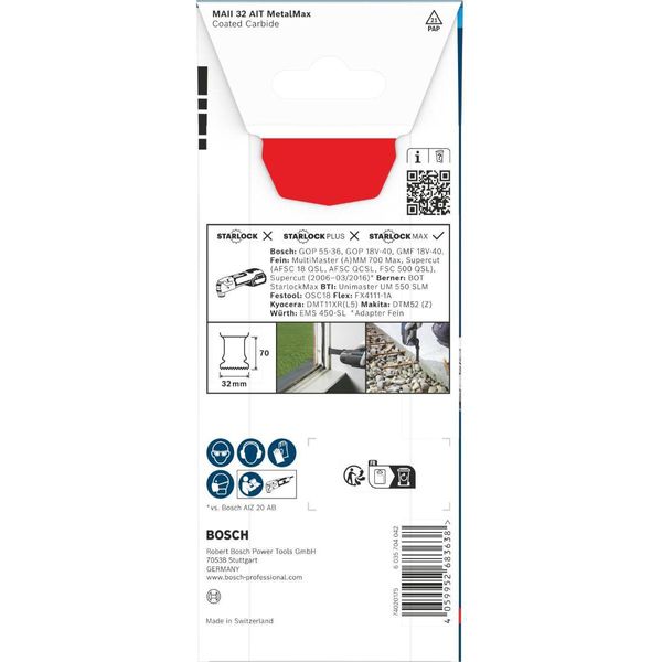 Bosch 1X Expert Maii 32 Ait Metalmax Lama Da Taglio E Scanalatura (Per Acciaio, Acciaio Inox, Larghezza Mm, Accessori Professionali Multitool)-image