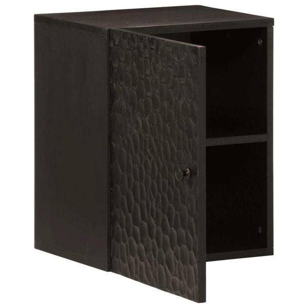 Syfax™ Mobile Da Bagno A Parete Nero 38X33X48 Cm Legno Massello Mango-image