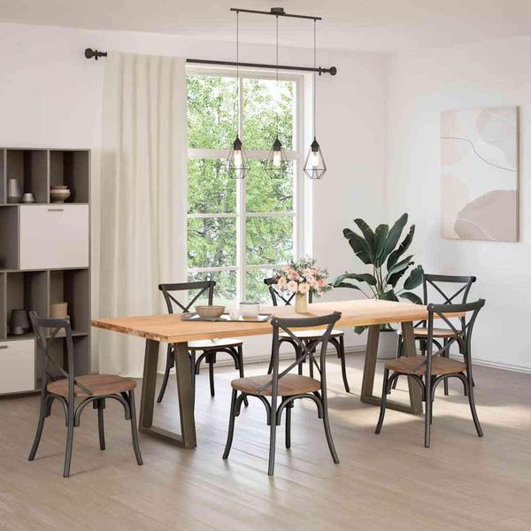 Syfax™ Gambe Per Tavolo Da Pranzo A Forma Di V 2 Pz In Acciaio Naturale 60X(72-73,3) Cm-image