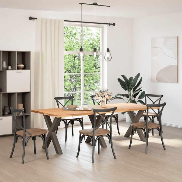 Syfax™ Gambe Per Tavolo Da Pranzo A Forma Di X 3 Pz In Acciaio Naturale 70X(72-73) Cm-image
