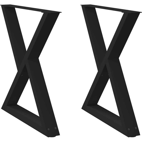 Syfax™ Gambe Per Tavolo Da Pranzo 2 Pz Nere 70X(72-73,3) Cm In Acciaio-image