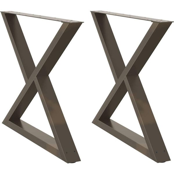 Syfax™ Gambe Per Tavolo Da Pranzo 2 Pz In Acciaio Naturale 90X(72-73,3) Cm-image