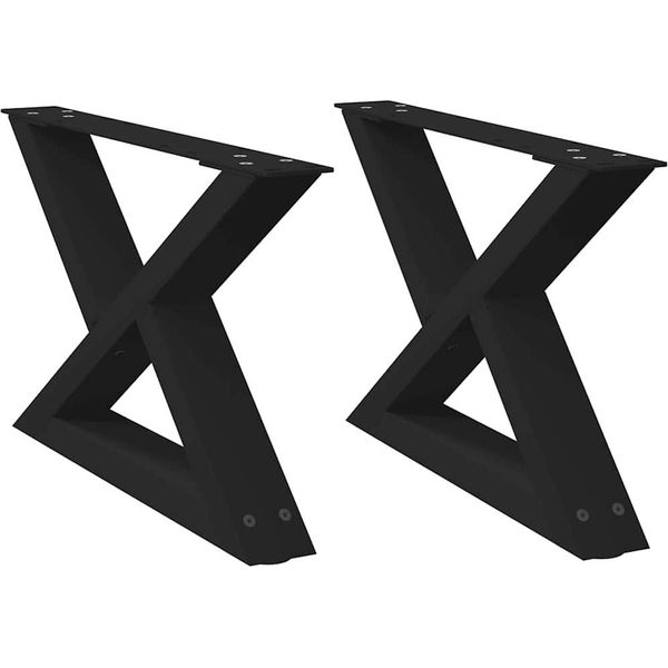 Syfax™ Gambe Per Tavolino Da Caffè 2 Pz Nere 50X(30-31,3) Cm Acciaio-image