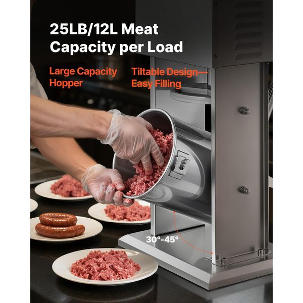 Vevor Insaccatrice Elettrica 12 L Insaccatrice Per Salsicce Con Regolazione Continua Della Velocità E Pedale, Insaccatrice In Acciaio Inox Ad Alte Prestazioni Con 4 Tubi Di Riempimento Per Salsicce, Insaccatrice Per Carne-image