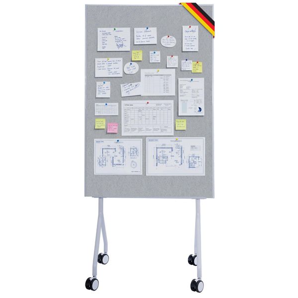 Lavagna Mobile Floordirekt Giant, 80×120 Cm Con Rotelle Bloccabili, Telaio In Metallo Leggero E Stabile, Lavagna In Feltro Su Entrambi I Lati Con Ripiano-image