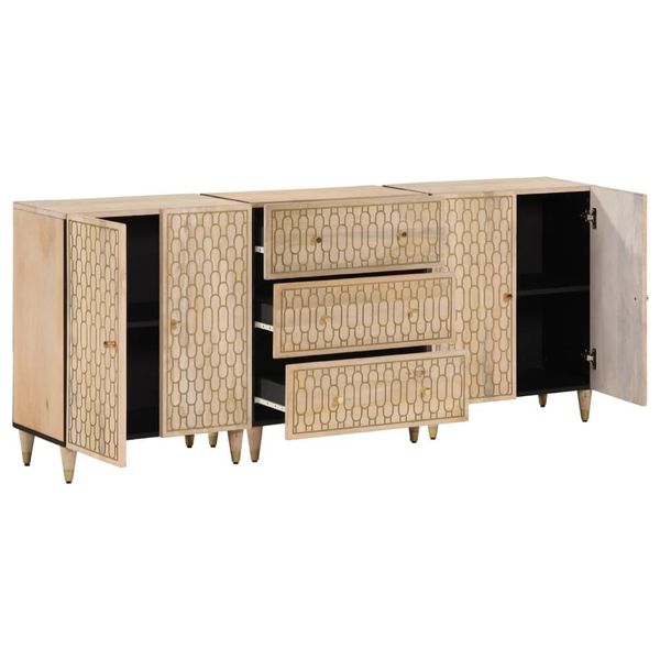 Syfax™ Credenze 3 Pz 60X33X75 Cm In Legno Massello Di Mango-image