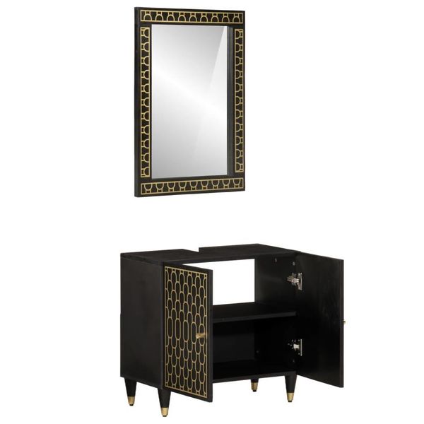Syfax™ Set Mobili Da Bagno 2Pz In Legno Massello Di Mango-image