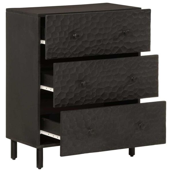 Syfax™ Credenze 2 Pz Nero 60X33X75 Cm In Legno Massello Di Mango-image