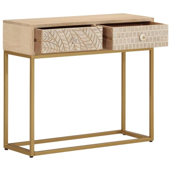 Syfax™ Tavolo Consolle 90X30X76 Cm In Legno Massello Di Mango E Ferro-image