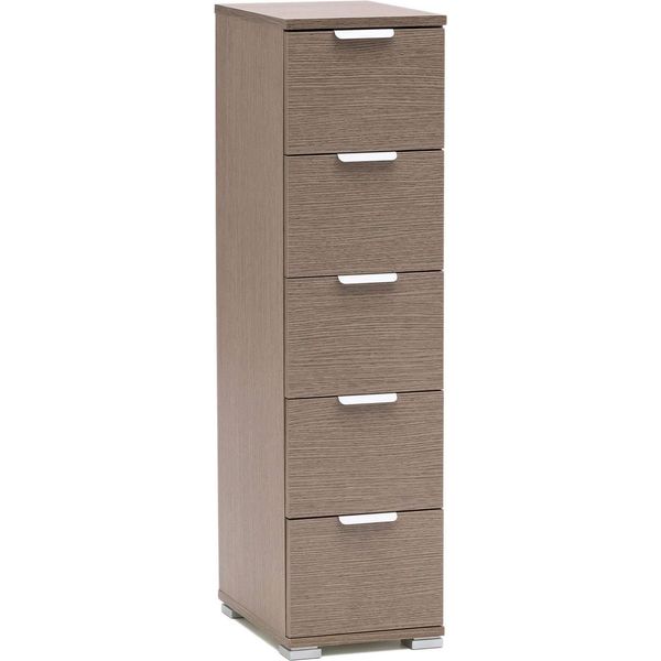 Milanihome.It - Cassettiera 5 Cassetti Per Soggiorno Cucina Bagno Fatto In Italia Cm 27X38X103 Hdi Colorerovere Grigio-image