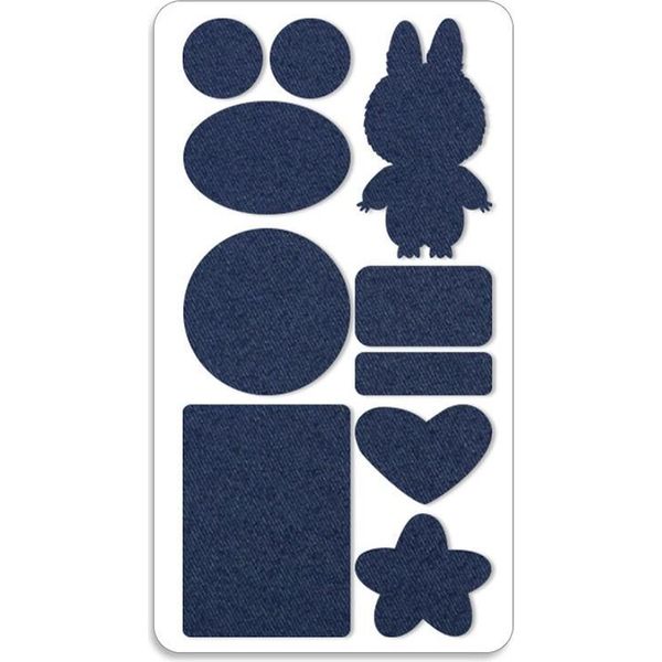 Inf Toppe Di Riparazione Autoadesive Per Piumini - Kit 10 Pz Tessuto Twill Blu Navy-image