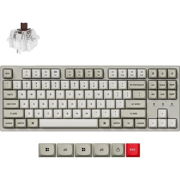 Keychron C1 Pro 8K Qmk Tastiera Meccanica Usb, Programmabile, Layout Qwerty, Interruttore Rgb / Super Brown-image