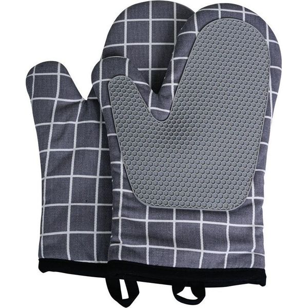 Inf Guanti Da Forno Quadrati In Silicone: Resistenti Al Calore, Antiscivolo (1 Paio) Grigio-image