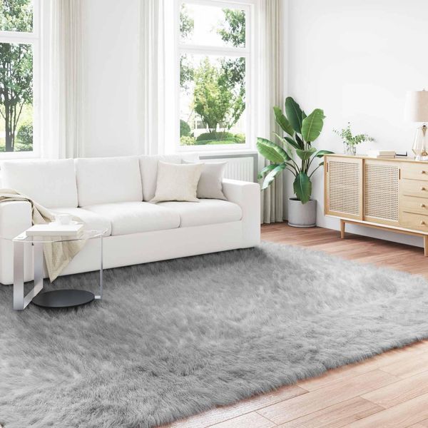 Vidaxl Tappeto In Pelle Di Pecora Artificiale Tafalla Grey 200 X 280 Cm Poliestere-image