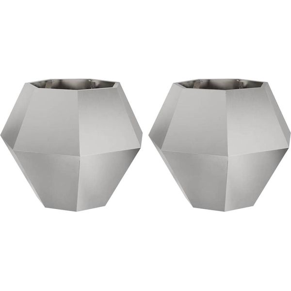 Vidaxl Fioriera 2 Pezzi Argento 75 X 75 X 60 Cm In Acciaio Inox-image