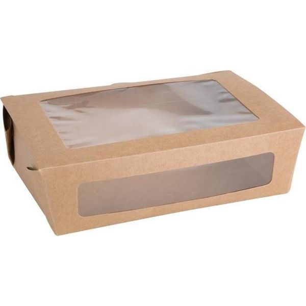 Insalatiere Compostabili Fiesta Compostable Con Finestre In Pla 1600Ml (200 Pezzi)-image
