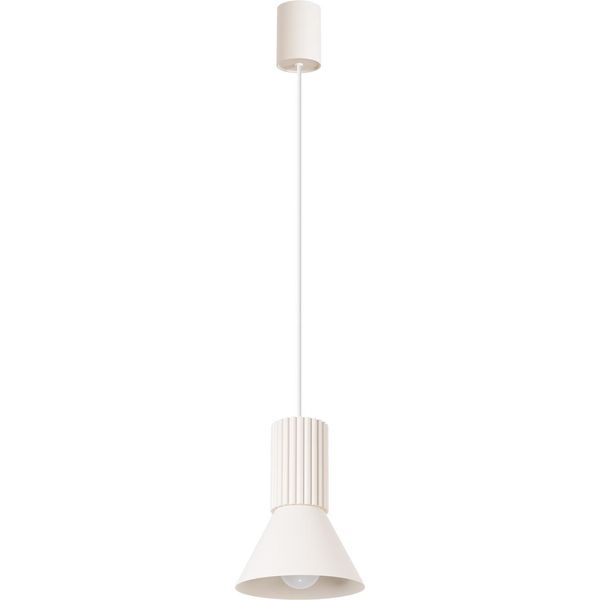 Lampada A Sospensione Estria 1 Beige 1Xe14 10W Acciaio/Alluminio 120X14X14Cm Sollux Lighting-image