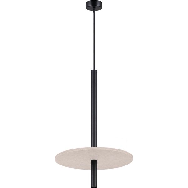Lampada A Sospensione Feltro 1 Nero/Beige 1Xg9 8W Feltro/Acciaio 126X30X30Cm Sollux Lighting-image