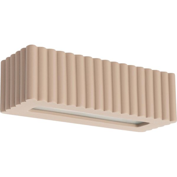 Lampada Da Parete In Ceramica Rigata Taupe 1Xe27 15W Ceramica 10X12X34Cm Sollux Lighting-image