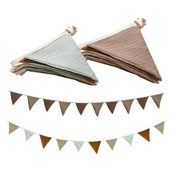Bunting In Mussola Di Cotone Per La Cameretta - Bunting Decorativo - Tessuto Per La Cameretta - Accessori Decorativi Per La Cameretta E Il Lettino-image