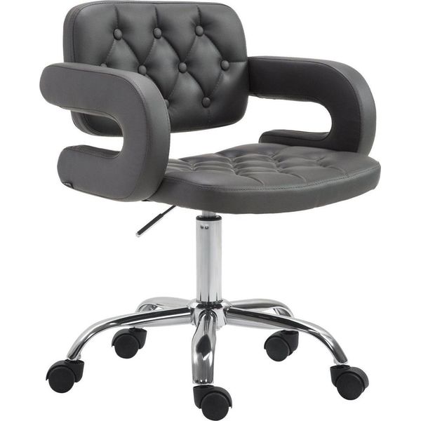 Sedia Da Ufficio - Sedia Da Ufficio - Comfort Regolabile In Altezza Con Rivestimento In Pelle Finta | Colore: Grigio-image