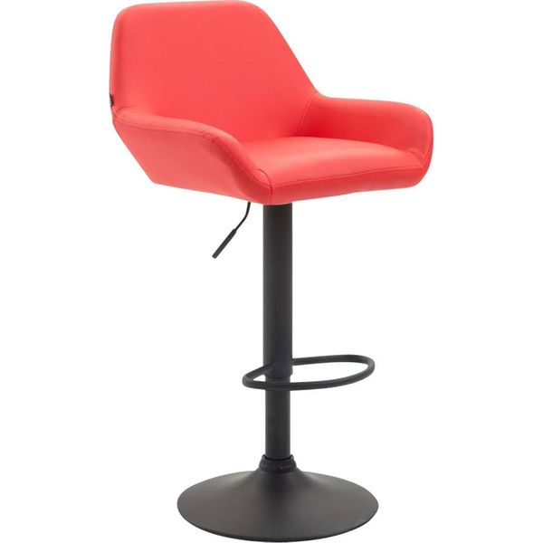 Sgabello Da Bar In Pelle Finta - Sgabello - Sedile Girevole A 360°, Regolabile In Altezza | Colore: Rosso | Colore Base: Nero-image