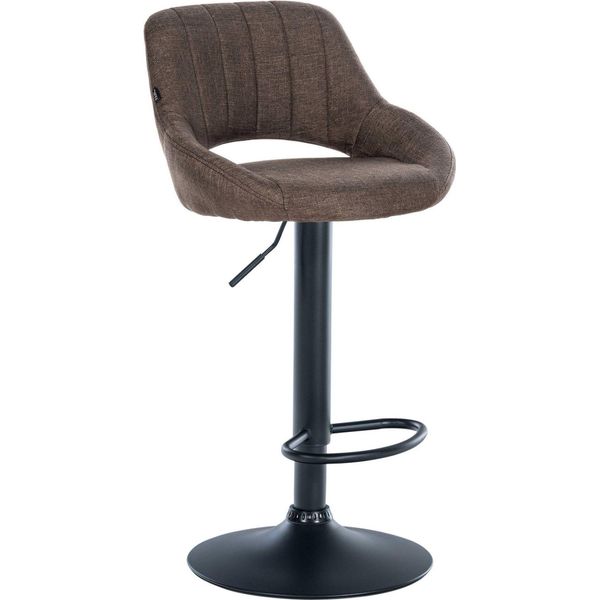 Sgabello Moderno - Sgabello - Altezza Regolabile, Girevole A 360° E Rivestimento In Tessuto | Colore: Marrone | Colore Base: Nero-image