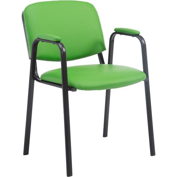 Sedia Da Conferenza In Pelle Finta - Sedia Impilabile - Salvaspazio E Confortevole | Colore: Verde-image