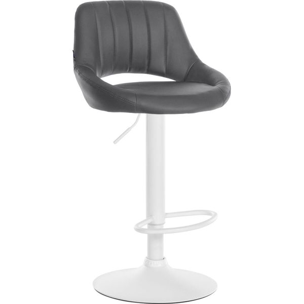 Sgabello Regolabile In Pelle Finta - Sgabello - Girevole A 360°, Facile Da Pulire Colore: Grigio | Colore Base: Bianco-image