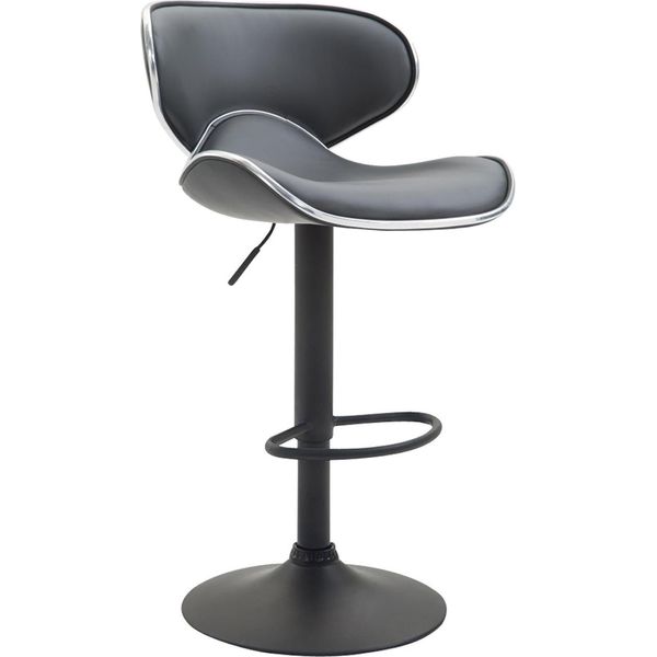 Sgabello Da Bar Moderno - Sgabello - Seduta Comoda E Regolabile In Altezza Con Poggiapiedi | Colore: Grigio | Colore Base: Nero-image