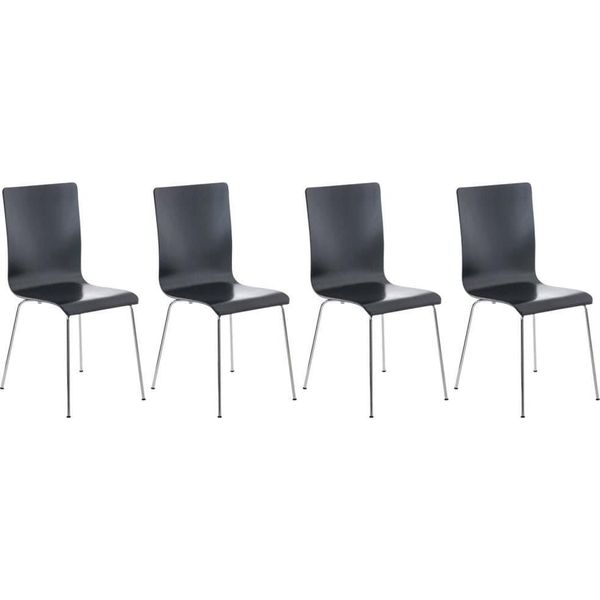 Set Di 4 Sedie Per Visitatori - Sedie Da Attesa - Comfort Ergonomico | Colore: Nero-image