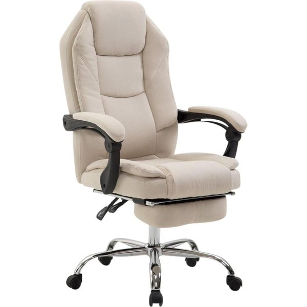 Sedia Ergonomica Da Ufficio - Sedia Da Ufficio - Schienale E Poggiapiedi Regolabili | Colore: Crema-image