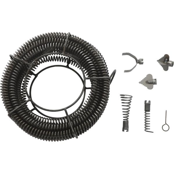 Cavo Per La Pulizia Dei Tubi Di Drenaggio A Spirale - Per Macchina 150 - 14 M (4×3,5 M) - Ø22 Mm - Per Tubi Ø50-200 Mm - Acciaio Al Manganese - Testa Di Taglio E Supporto-image