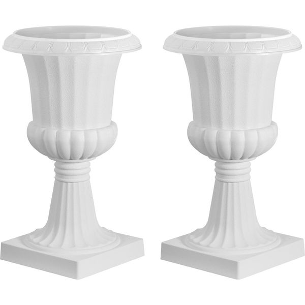 Succebuy Fuso Di Fiori In Plastica, 25X42 Cm, Set Di 2, Vaso Per Piante. Fioriera, Ciotola Per Piante, Vasi Da Fiori Bianchi, Ideale Per Veranda, Matrimonio, Festa, Casa, Palcoscenico, Balcone E Patio-image