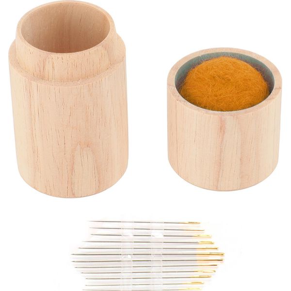 Porta Aghi Da Cucito A Puntaspilli In Legno, Grande Capacità, Multifunzionale, Portatile, Con Aghi Da Ricamo Allo Zenzero-image