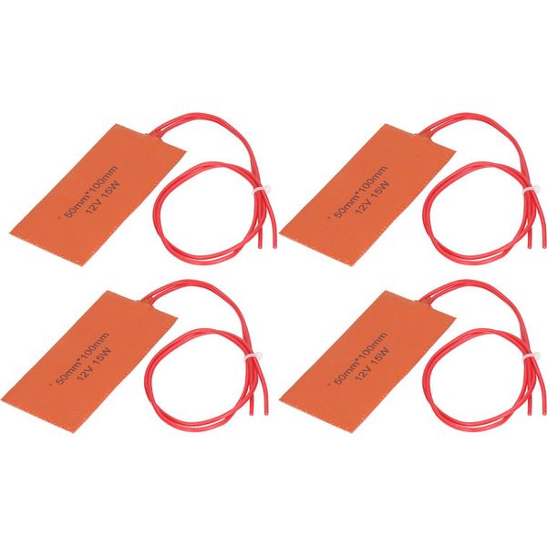 4PCS Silicone Gomma Riscaldamento Pad Mat Flessibile Riscaldatore Per Coperta Elettrica Olio Tamburo 12V 15W-image