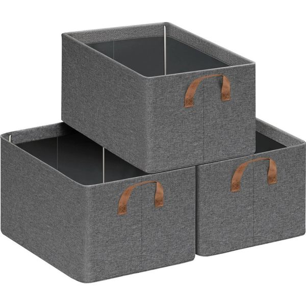 Cubi Portaoggetti - Organizzatore Per Guardaroba - Set Di 3 - Pieghevoli - Non Tessuto - Per Il Guardaroba - Misura L - Nero-image