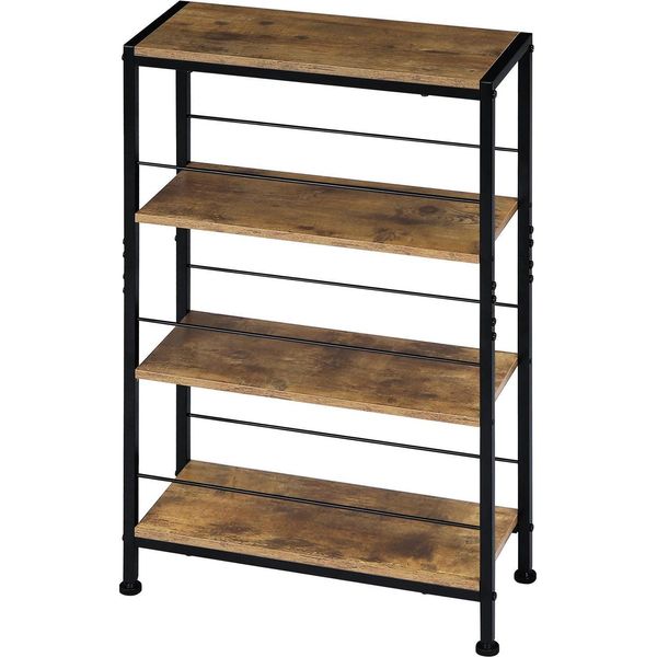 Scaffale - Scala A 4 Livelli - Stretto L50 X H78 X P20 Cm - Mdf Classe E1 + Metallo - Portata 60 Kg - Indipendente - Marrone E Nero Vintage-image