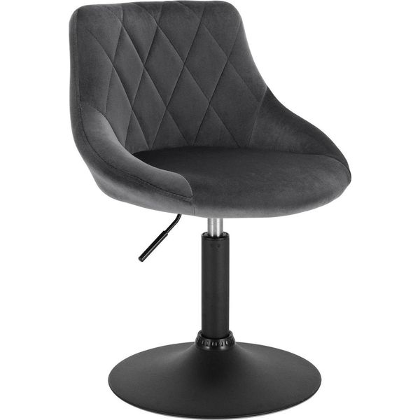 Sgabello Da Bar - Con Schienale - Altezza Regolabile 66-82 Cm - Girevole - Seduta Con Rivestimento In Velluto - Base In Metallo Ø 38,5 Cm - Portata 100 Kg - Grigio Scuro-image