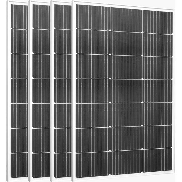 Succebuy Moduli Solari Monocristallini 100-W In Confezione Da 4, Modulo Fotovoltaico Con Connessione MC4 E Cornice In Alluminio, Pannello Solare Impermeabile IP65, Ideale Per Uso Autosufficiente Su Auto, Barca, Camper O Tetto Piano-image