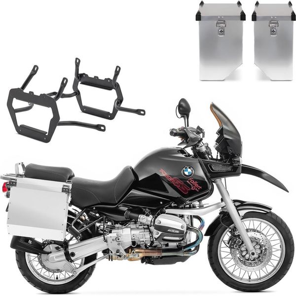 Set Valigia In Alluminio + Portavaligie Adatto Per Bmw R 1100 Gs / R 1150 Gs / A-image