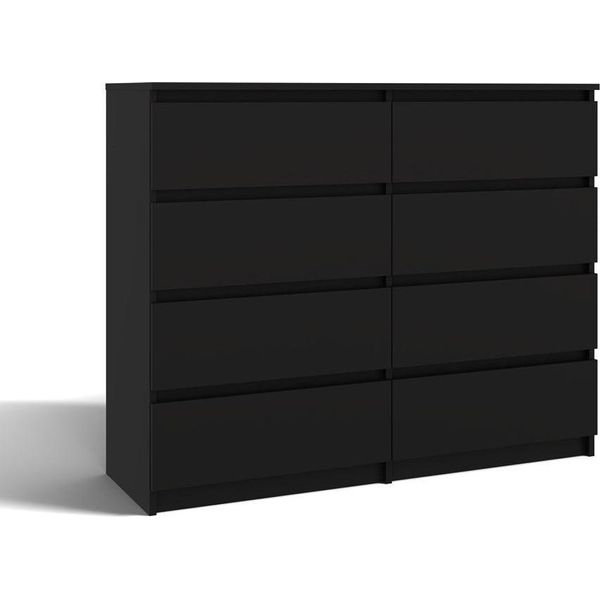 Moderna Cassettiera Con 8 Cassetti Malwa M8 120 – Cassettiera Spaziosa, Design Senza Maniglie | Colore: Nero-image